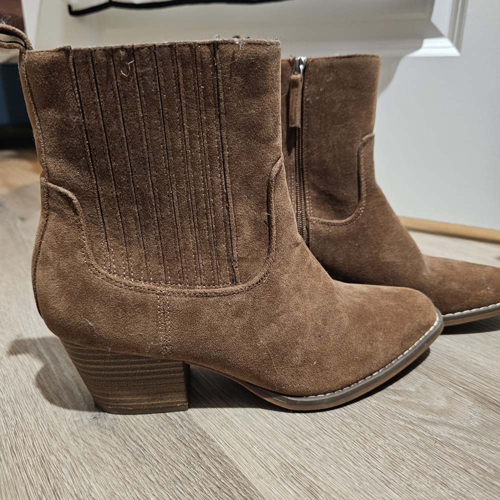 Target Brown Suede Block Heel Ankle Boots